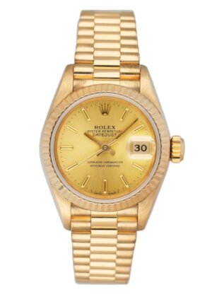 Rolex Datejust 69178 mostrador champagne 18k ouro amarelo Relógio Feminino