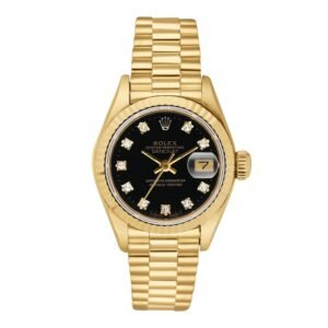 Rolex Datejust 69178 Diamond mostrador preto Relógio Feminino Caixa e Documentos