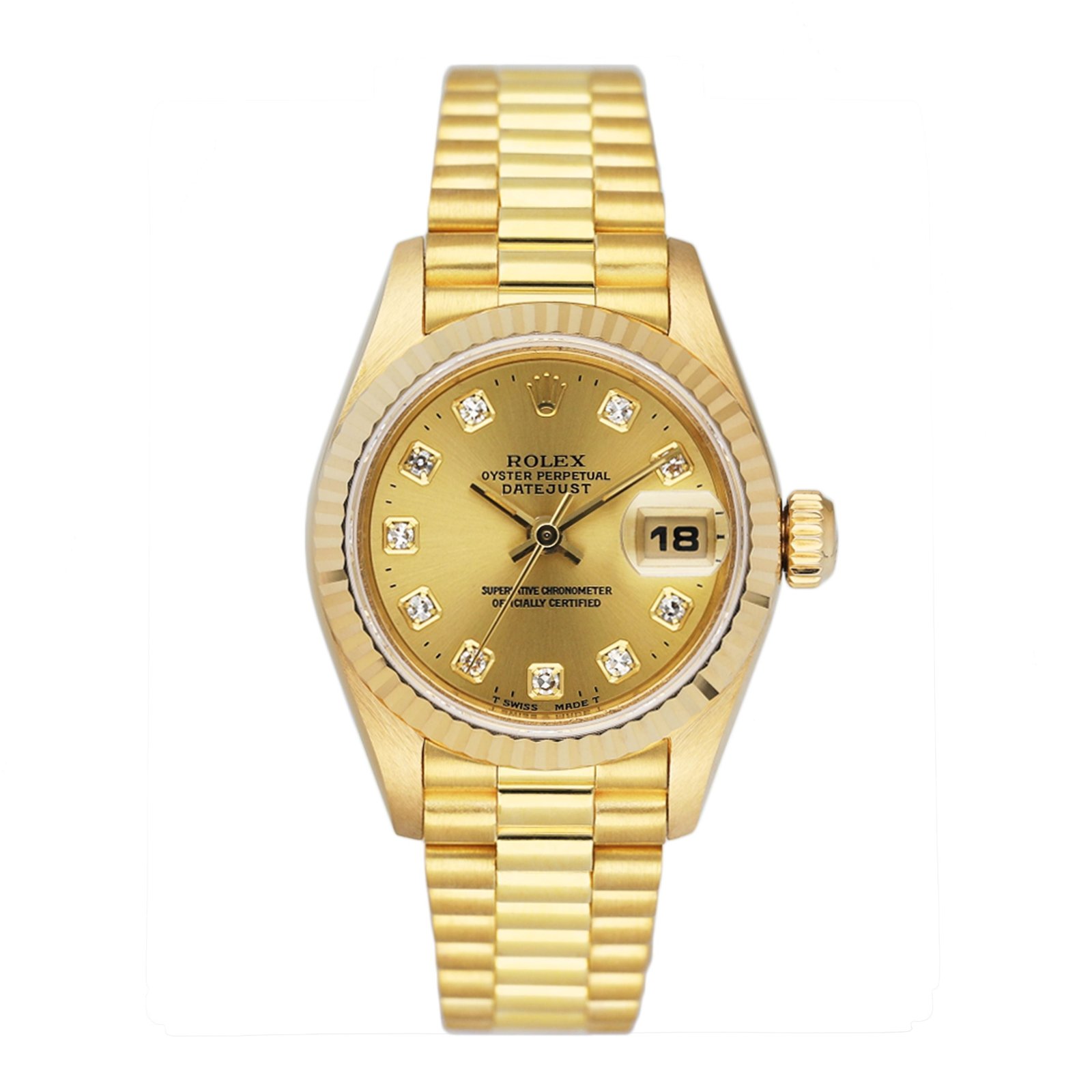 Rolex Datejust 69178 Diamond Dial Relógio Feminino Caixa e Documentos