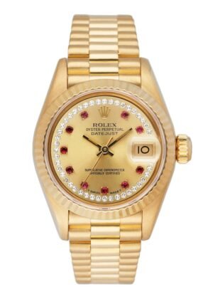 Rolex Datejust 69178 Ruby Diamond Dial Relógio Feminino Caixa e Documentos