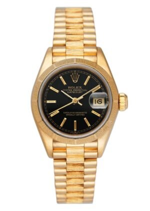 Rolex Datejust 69278 Linen mostrador preto Bark Finish Relógio Feminino