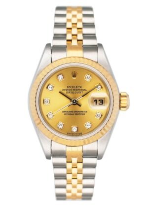 Rolex Datejust 79173 Diamond Dial Relógio Feminino Caixa e Documentos