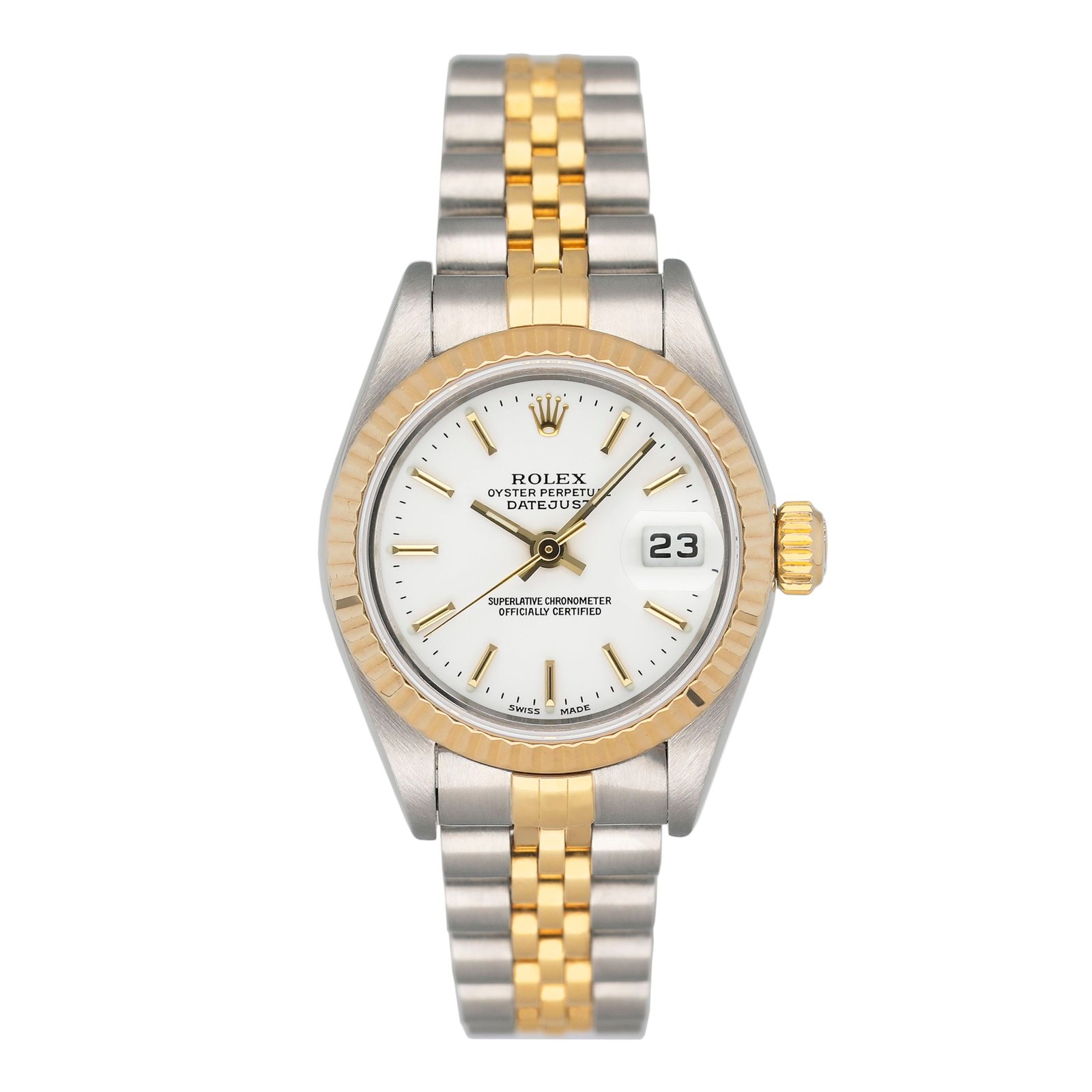 Rolex Datejust 79173 mostrador branco Relógio Feminino Caixa e Documentos