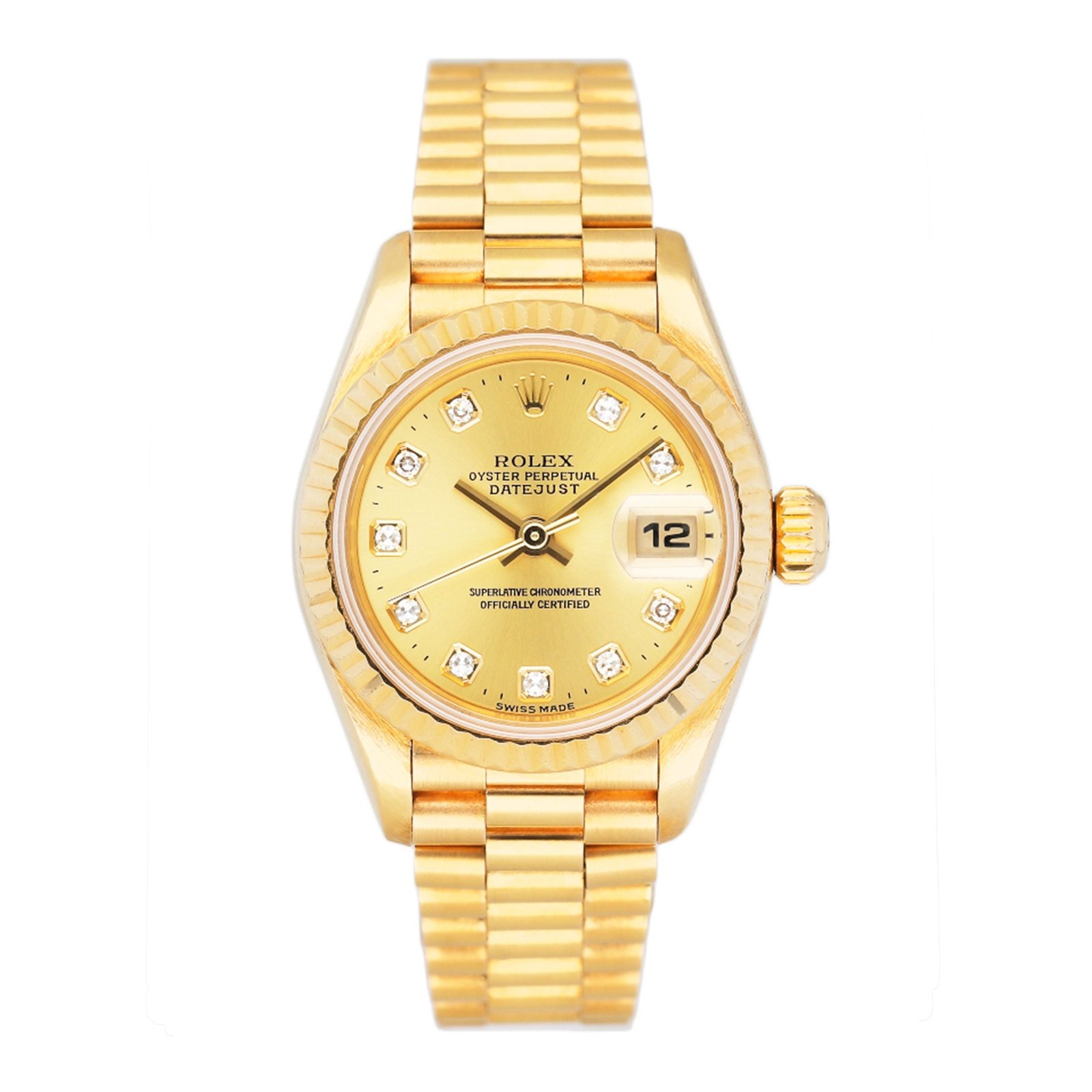 Rolex Datejust 79178 Diamond Dial 18k ouro amarelo Relógio Feminino