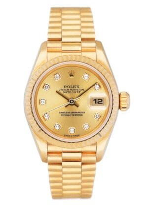Rolex Datejust 79178 Diamond ouro amarelo Relógio Feminino Caixa e Documentos