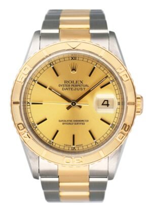Rolex Datejust Turn-O-Graph 16263 mostrador champagne Two Tone Relógio Masculino