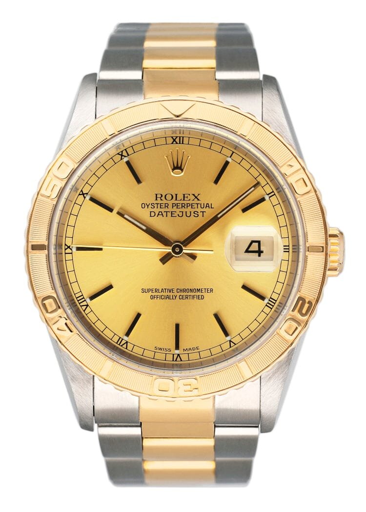 Rolex Datejust Turn-O-Graph 16263 mostrador champagne Two Tone Relógio Masculino