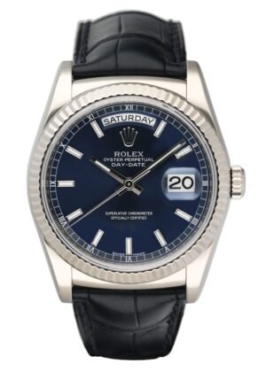 Rolex Day Date 118139 Blue 18k ouro branco Relógio Masculino Caixa e Documentos