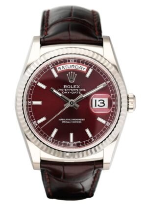 Rolex Day Date 118139 Cherry Dial 18k ouro branco Relógio Masculino