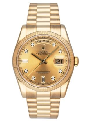 Rolex Day-Date 118238 Diamond mostrador champagne Relógio Masculino Caixa e Documentos