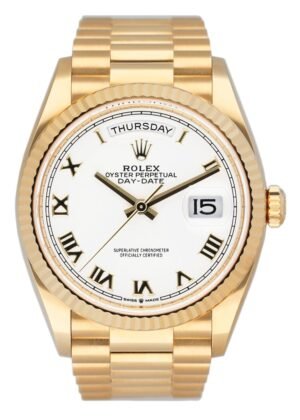 Rolex Day Date 128238 mostrador branco Relógio Masculino Caixa e Documentos