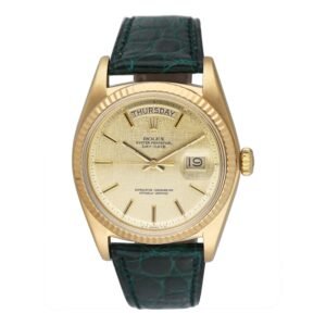 Rolex Day Date 1803 Linen mostrador champagne 18k ouro amarelo Relógio Masculino