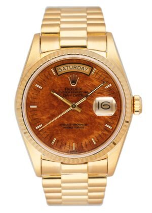 Rolex Day Date 18038 mostrador de madeira Relógio Masculino Caixa e Documentos