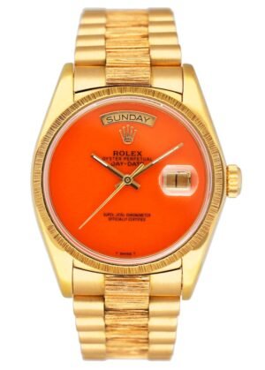 Rolex Day Date 18078 Coral Dial Bark Finish Relógio Masculino