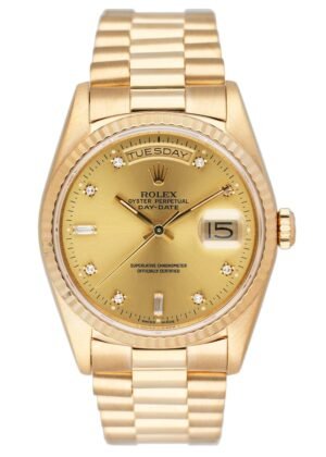 Rolex Day Date 18238 Diamond mostrador champagne Relógio Masculino Caixa e Documentos