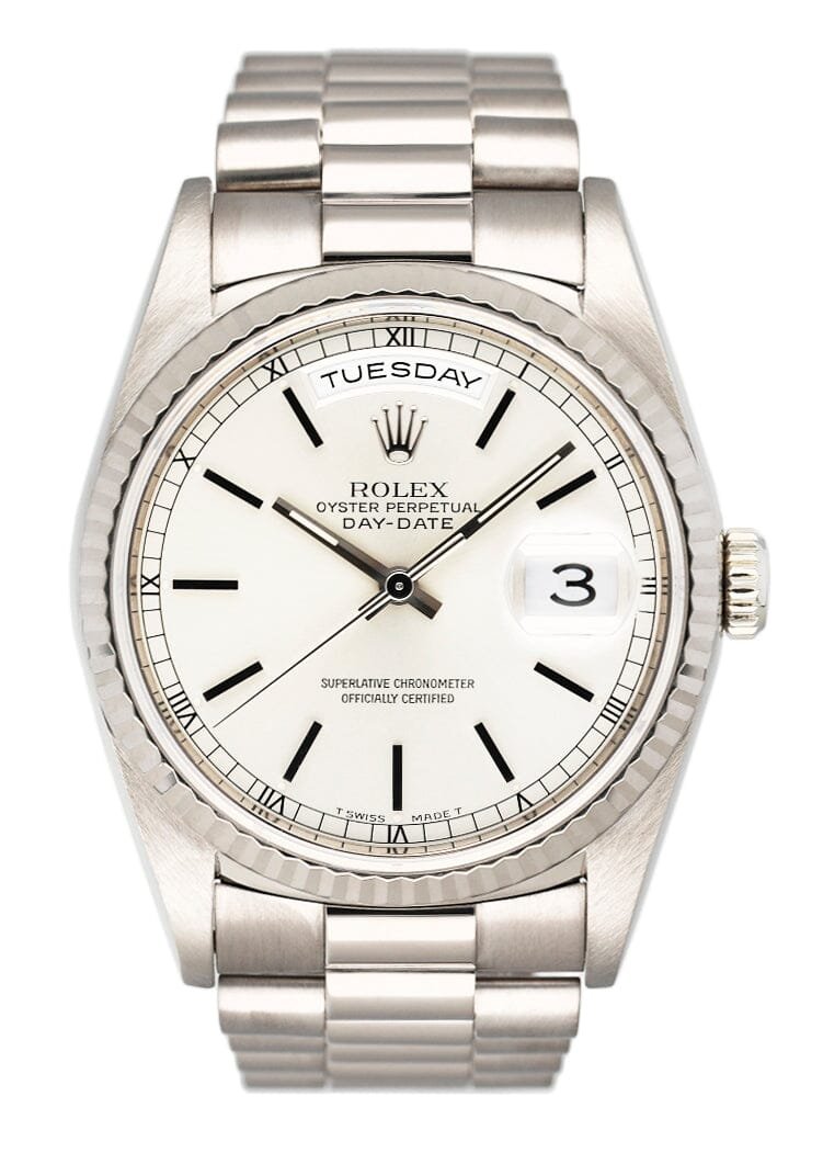 Rolex Day Date 18239 18k ouro branco Relógio Masculino