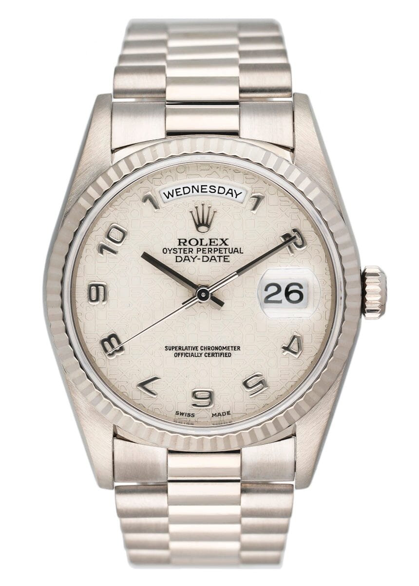 Rolex Day-Date 18239 Silver Anniversary Dial Relógio Masculino