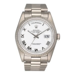 Rolex Day Date 18239 White Roman Dial Relógio Masculino With Box