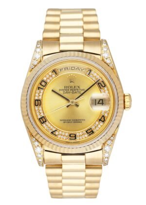 Rolex Day-Date 18338 Diamond 18k ouro amarelo Relógio Masculino