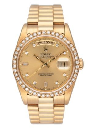 Rolex Day Date 18348 Diamond Bezel & Dial Relógio Masculino