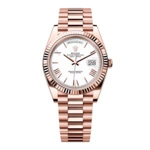 Rolex Day-Date 228235 mostrador branco Relógio Masculino Caixa e Documentos