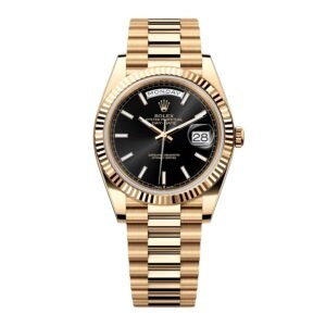Rolex Day-Date 228238 mostrador preto 18k ouro amarelo Relógio Masculino Caixa e Documentos