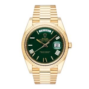 Rolex Day-Date 228238 Green Dial 18k ouro amarelo Relógio Masculino Caixa e Documentos
