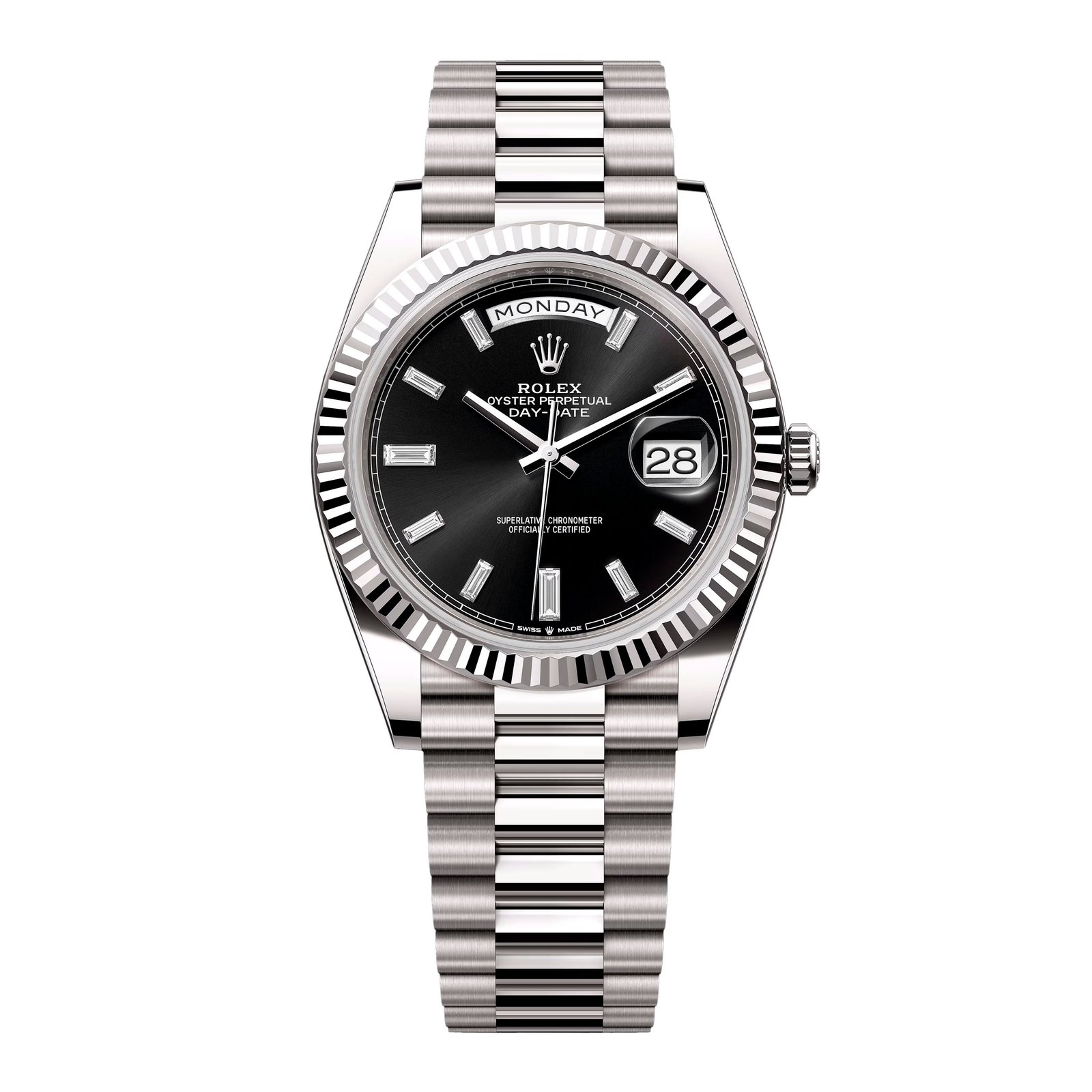 Rolex Day-Date 228239 Diamond mostrador preto Relógio Masculino Caixa e Documentos