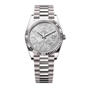 Rolex Day-Date 228239 Diamond Meteorite Dial Relógio Masculino Caixa e Documentos