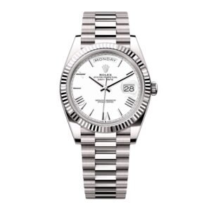 Rolex Day-Date 228239 mostrador branco Relógio Masculino Caixa e Documentos