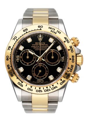 Rolex Daytona 116503 Diamond mostrador preto Relógio Masculino Caixa e Documentos