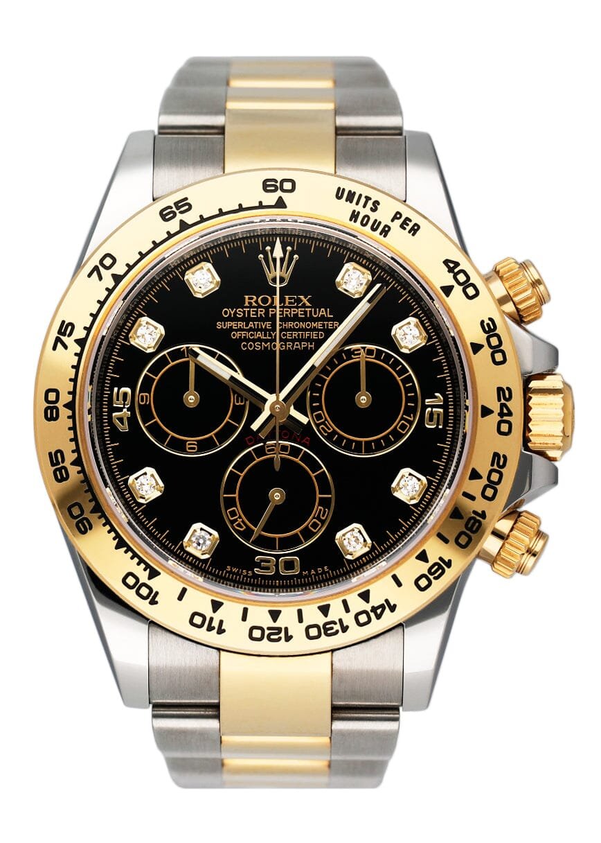 Rolex Daytona 116503 Diamond mostrador preto Relógio Masculino Caixa e Documentos