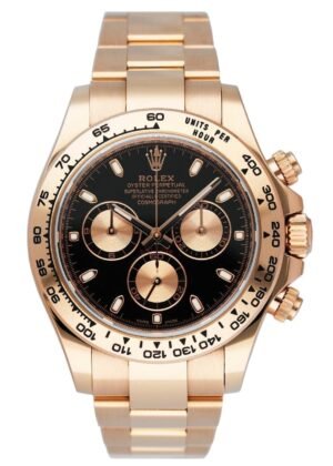 Rolex Daytona 116505 18k ouro rosa mostrador preto Relógio Masculino Caixa e Documentos