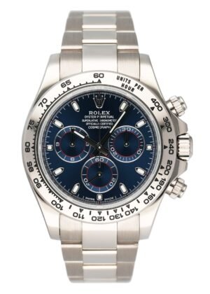 Rolex Daytona 116509 mostrador azul 18k ouro branco Relógio Masculino Caixa e Documentos