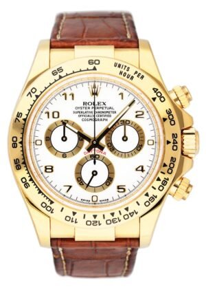Rolex Daytona 116518 mostrador branco ouro amarelo Relógio Masculino Caixa e Documentos