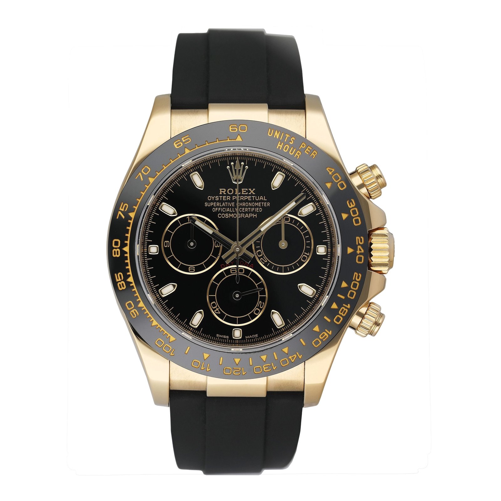 Rolex Daytona 116518LN mostrador preto Relógio Masculino Caixa e Documentos