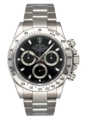 Rolex Daytona 116520 mostrador preto Steel Relógio Masculino Caixa e Documentos