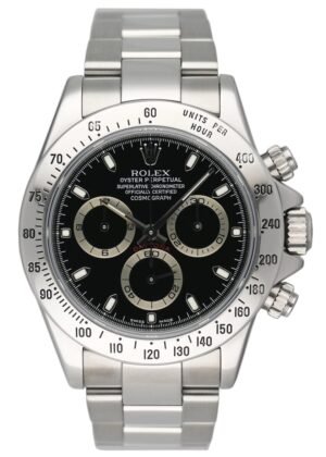 Rolex Daytona 116520 mostrador preto Steel Relógio Masculino Caixa e Documentos