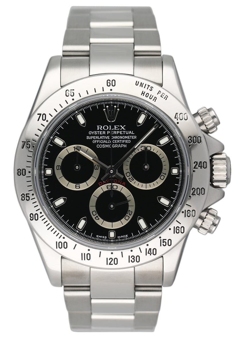 Rolex Daytona 116520 mostrador preto Steel Relógio Masculino Caixa e Documentos