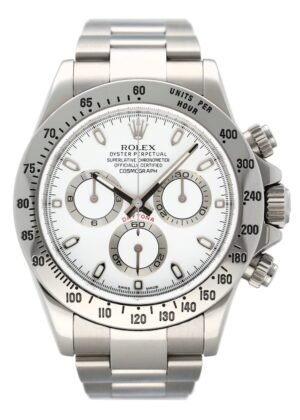 Rolex Daytona 116520 mostrador branco aço inoxidável Relógio Masculino Caixa e Documentos