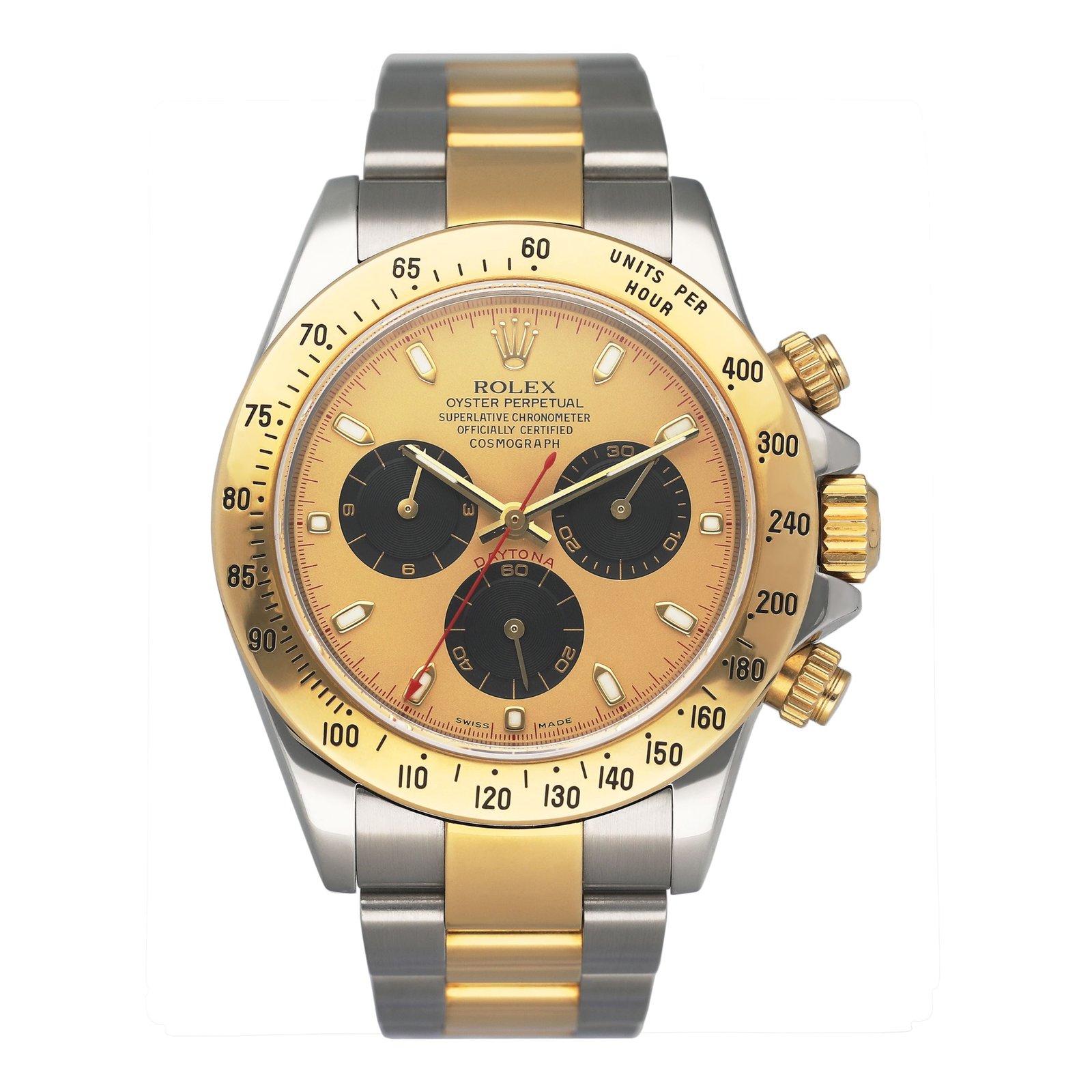 Rolex Daytona 116523 mostrador champagne Two-Tone Relógio Masculino