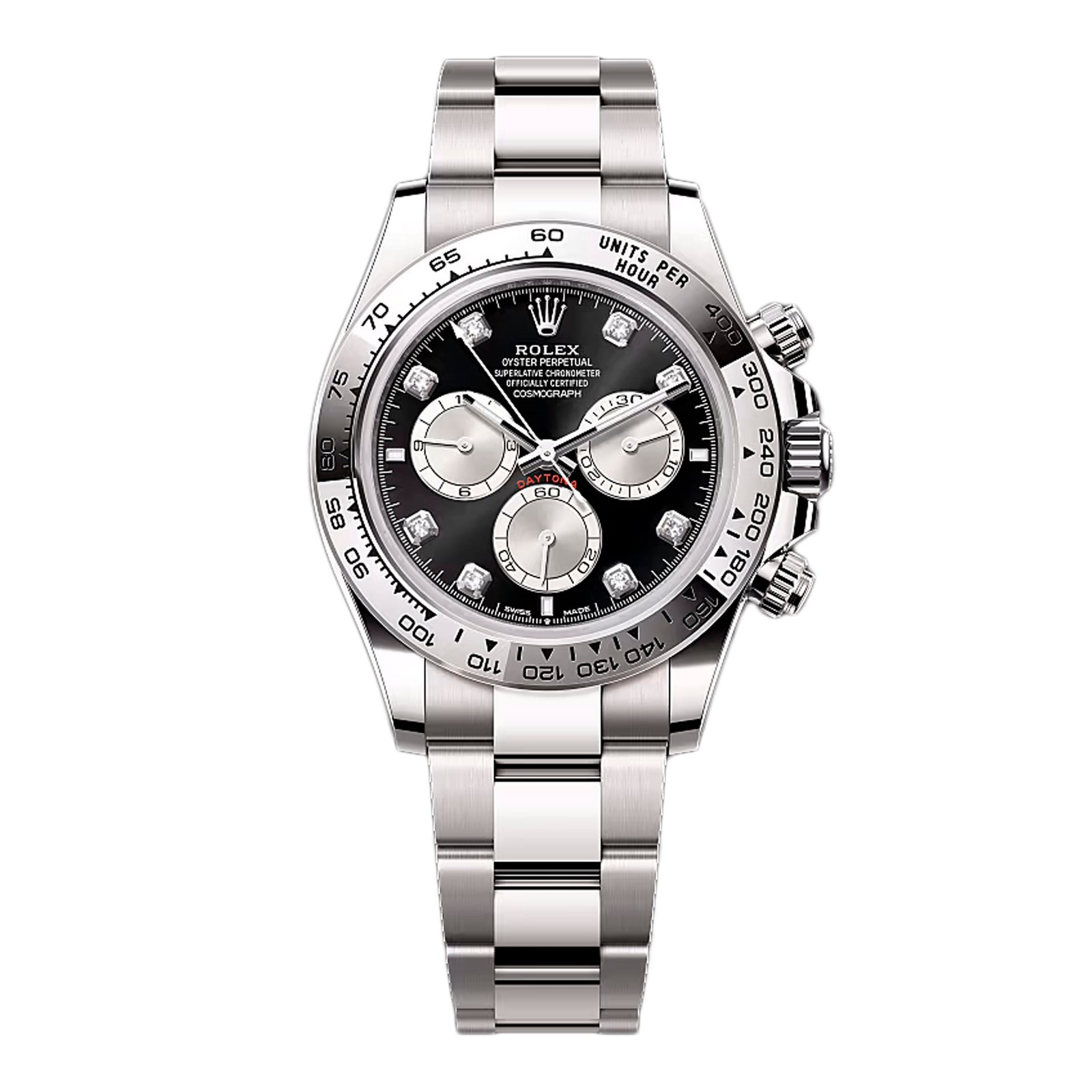 Rolex Daytona 126509 Diamond mostrador preto Relógio Masculino Caixa e Documentos