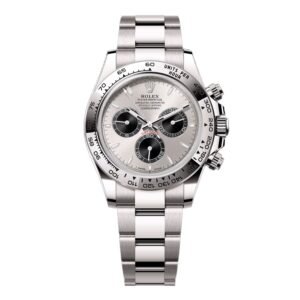 Rolex Daytona 126509 mostrador prata 18k ouro branco Relógio Masculino Caixa e Documentos