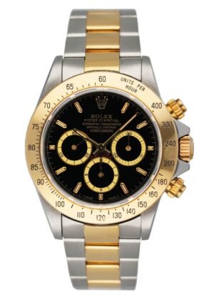 Rolex Daytona 16523 Zenith mostrador preto "Inverted 6" Relógio Masculino Caixa e Documentos
