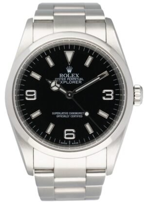 Rolex Explorer 114270 mostrador preto aço inoxidável Relógio Masculino