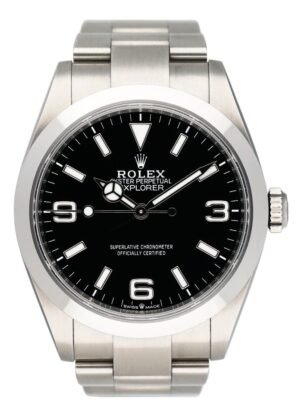 Rolex Explorer 40 224270 mostrador preto Steel Relógio Masculino Caixa e Documentos