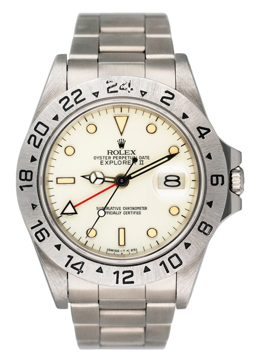 Rolex Explorer II 16550 Cream Dial Vintage Relógio Masculino Caixa e Documentos