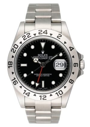 Rolex Explorer II 16570 mostrador preto gravado Relógio Masculino Caixa e Documentos