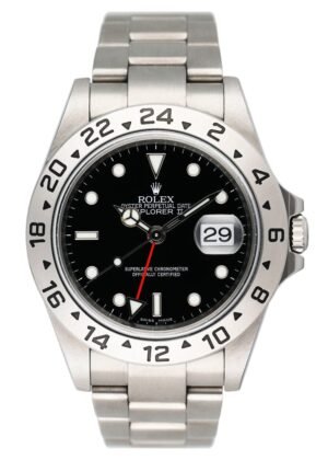 Rolex Explorer II 16570 mostrador preto gravado Relógio Masculino Caixa e Documentos