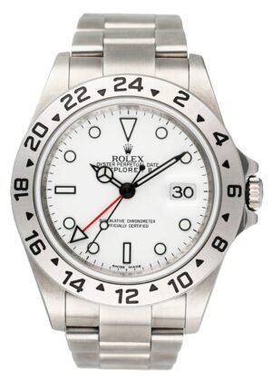 Rolex Explorer II 16570 mostrador branco gravado Relógio Masculino Caixa e Documentos